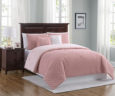 Living Colors Belle Blush Pink 5-Piece Reversible Comforter Set