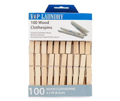Wood Clothespins, 100-Count