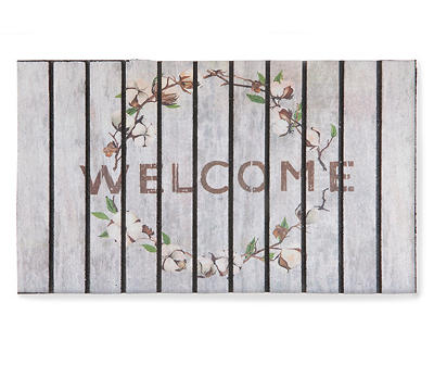 "Welcome" Wreath Panel Outdoor Doormat, (18" X 30")