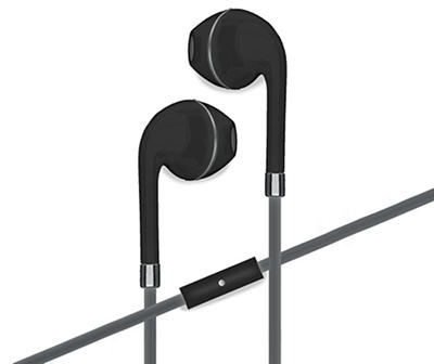 Black & Silver Wired Earbuds with Mic