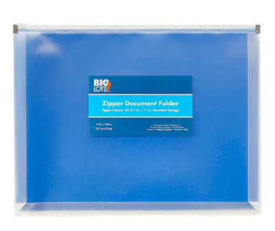 Blue Zipper Document Folder