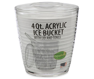 Acrylic Ice Bucket with Lid and Tongs, 4 Qt.