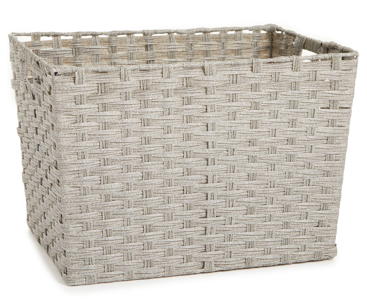 Small Gray Faux Rattan Storage Basket