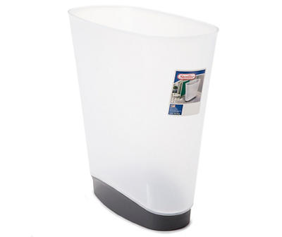 Clear Slim 2.4 Gallon Wastebasket with Flat Gray Base