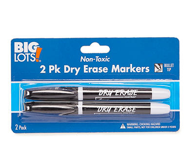 Big Lots Black Bullet Tip Dry Erase Markers, 2-Pack