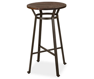 Elm Wood Rustic Wood & Steel Round Bar Table, (41.34