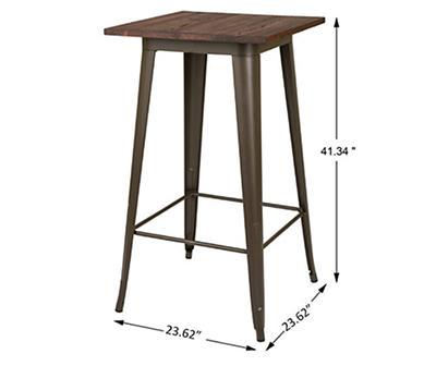 41.34"H Rustic Steel Bar Table w/Elm Wood Top