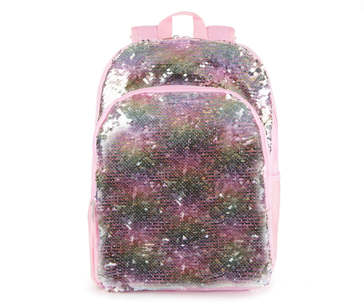 Rainbow Sugar Iridescent Pink/Purple Metallic & Sequin Backpacks w/Mat –  Aura In Pink Inc.