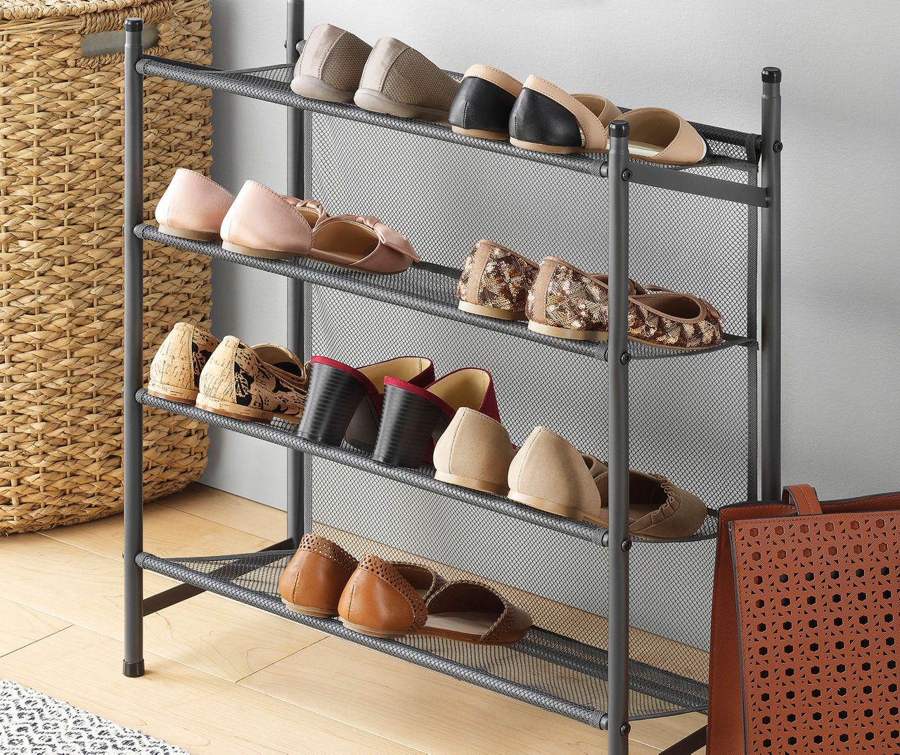 Home Essentials 3-Tier Metal Shoe Rack