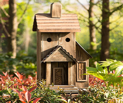 24.02"H Rustic Wood Natural Birdhouse
