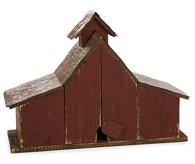 Rustic Red Barn Tabletop Birdhouse