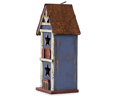 Red, White & Blue Colonial Wood & Metal Birdhouse