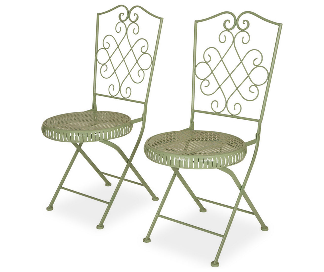 Glitzhome Mint Green Metal Folding Patio Dining Chairs 2 Pack