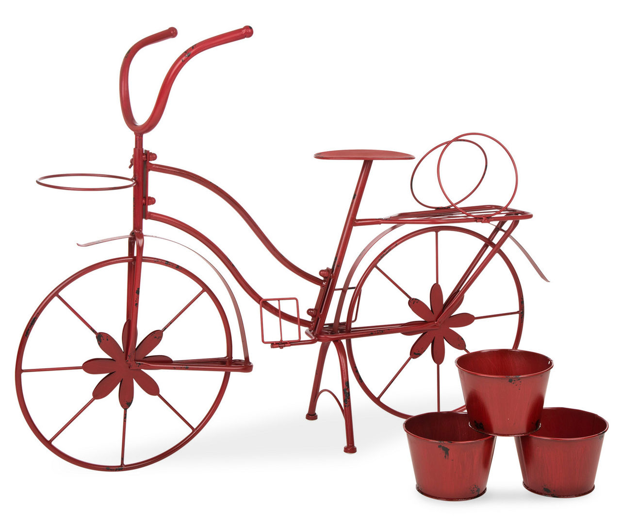 36" Red Metal Bicycle Planter Stand