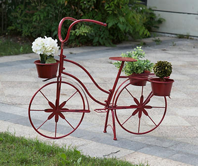36" Red Metal Bicycle Planter Stand