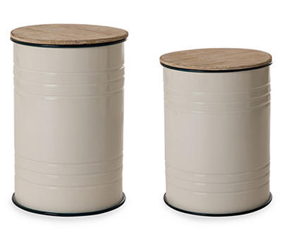 Farmhouse Metal Tin Can Storage Tables, 2-Pack