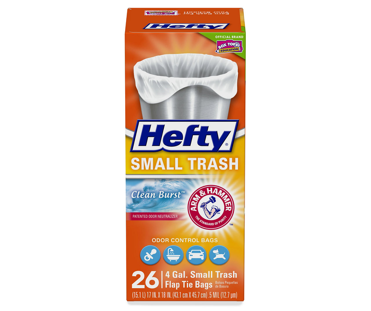 Hefty Small Trash Bags, Ocean Water Scent, 4 Gallon, 52 Count