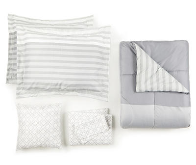 Just Home Gray & White Stripe Reversible Comforter Sets