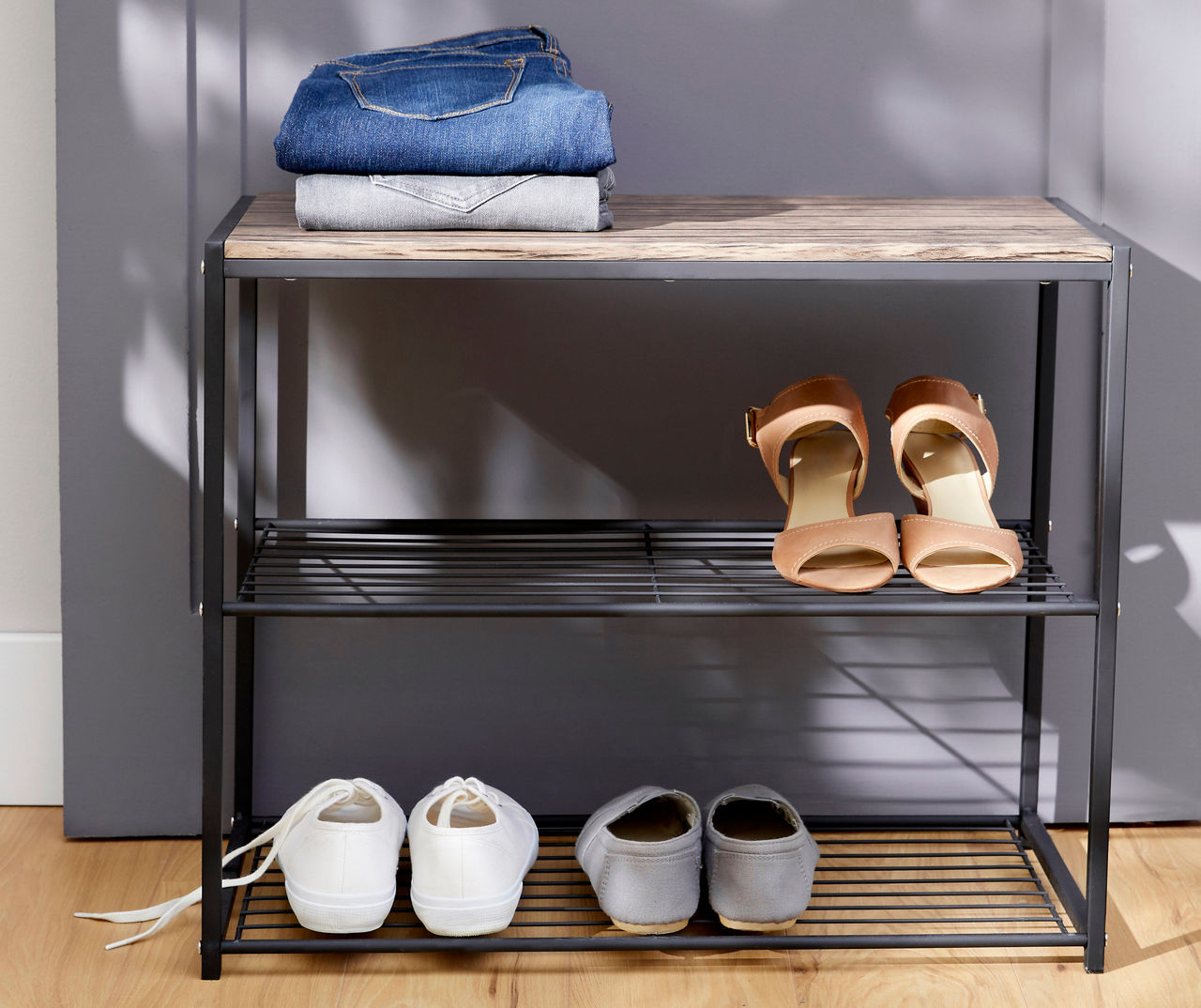 Home Essentials 3-Tier Metal Shoe Rack