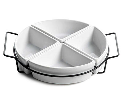 Circle 4-Section Tidbit Dish with Stand
