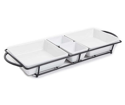 4-Section Tidbit Serving Dish Set with Stand