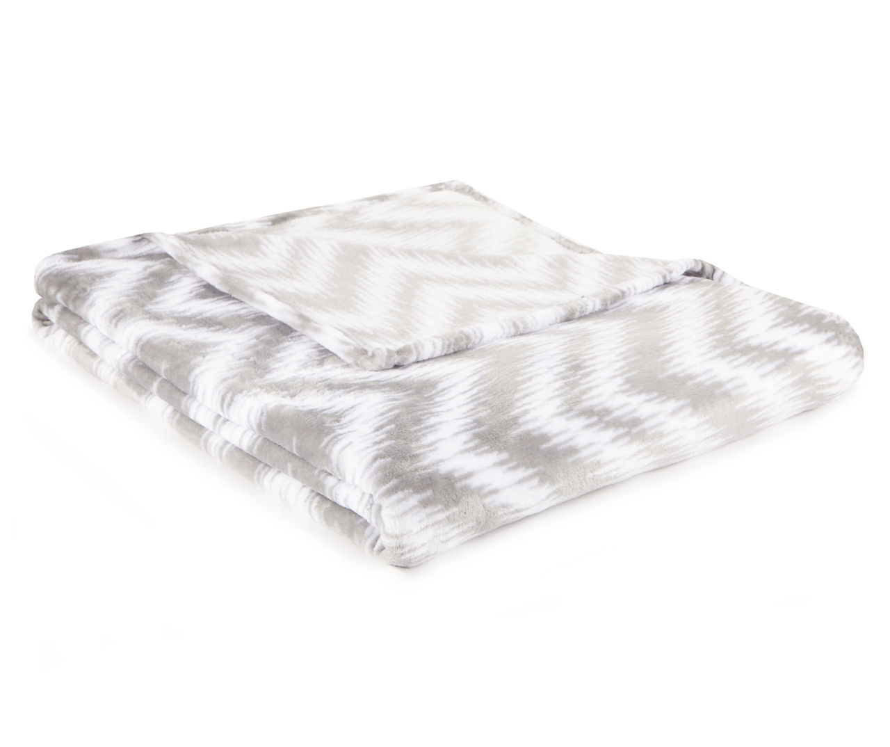 Living Colors Gray & White Chevron Twin/Full Velvet Plush Blanket | Big Lots