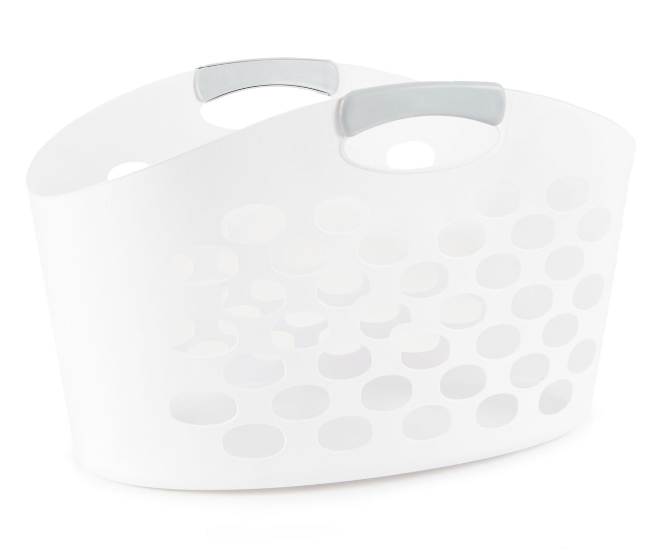 White Oval Laundry Basket with Cement Handle Big Lots