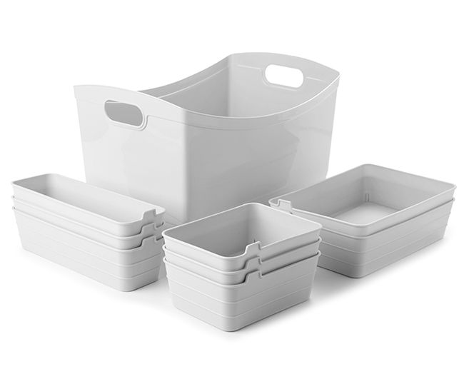 White Mini Flex Narrow Storage Bin, 3-Pack