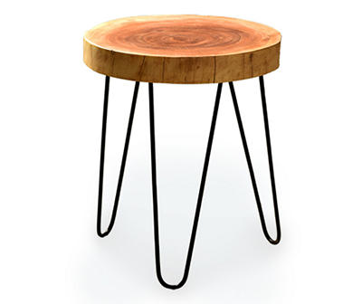 Acacia Wooden Log Top Side Table