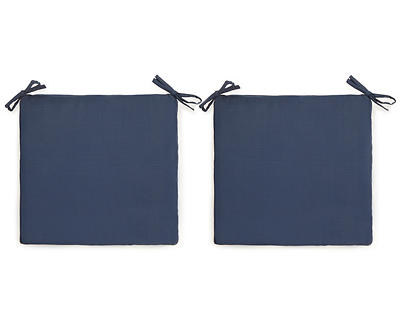 Navy Blue Solid & Stripe Reversible Outdoor Box Seat Cushions, 2-Pack
