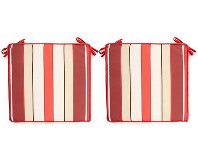 Red Solid & Stripe Reversible Outdoor Box Seat Cushions, 2-Pack