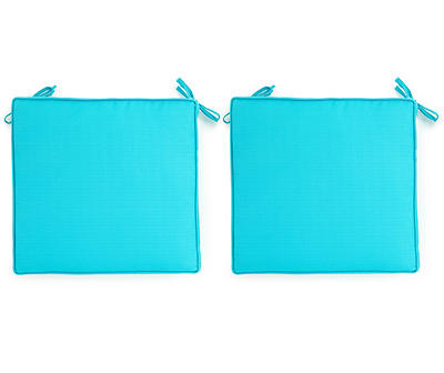 Turquoise Outdoor Box Seat Cushions, 2-Pack