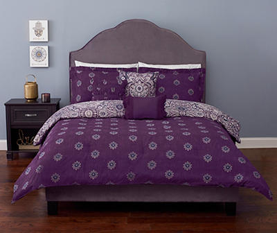 White, Gray & Purple Penelope Queen Comforter Set, 10-Piece 
