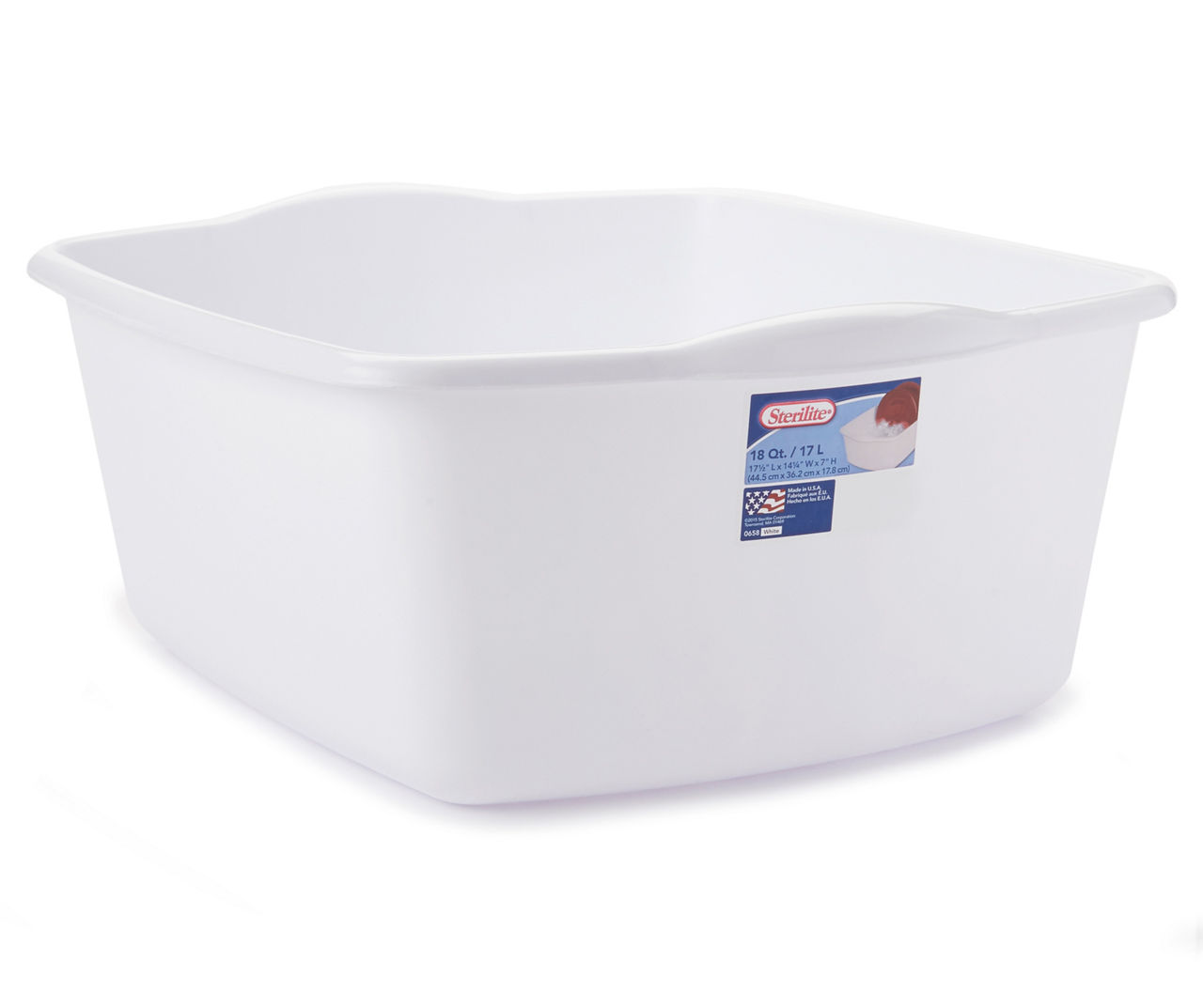 Sterilite Corporation 18 Qt White Dishpan - Plastic Dish Wash Bin with  Integrated Handles - Easy to Clean - Fits Standard or Double Sink in the  Dish Racks & Trays department at