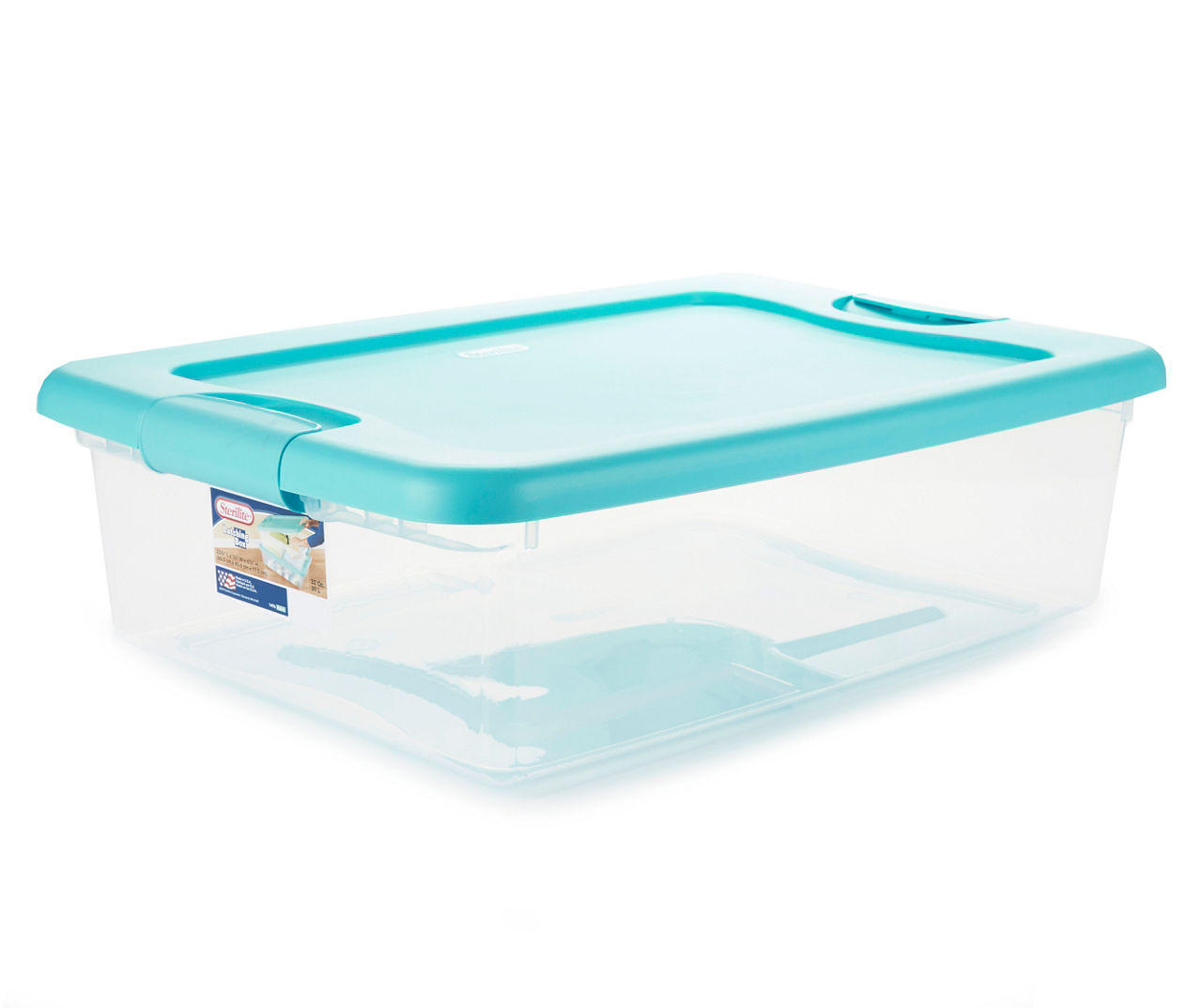 Clear & Teal 32-Quart Latching Storage Tote