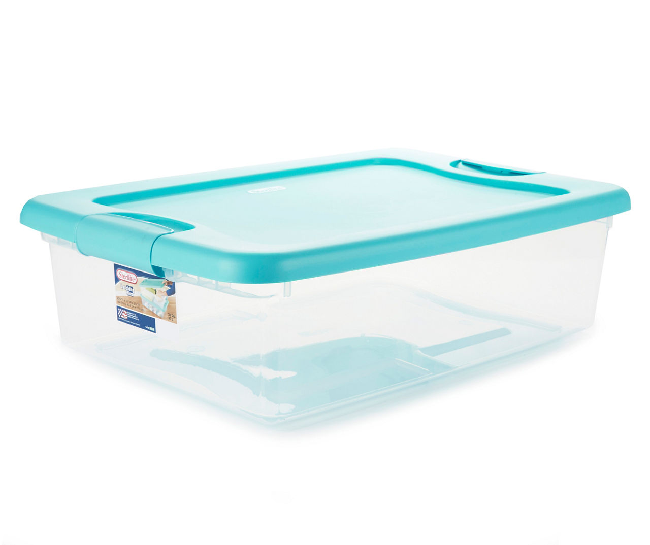 Sterilite 32-Qt. Teal & Clear Latch Storage Tote With Lid