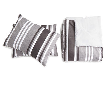 Gray Stripe Twin/Full 3-Piece Comforter Set