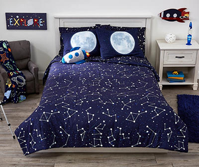 Navy Blue Constellation Twin/Full 3-Piece Comforter Set