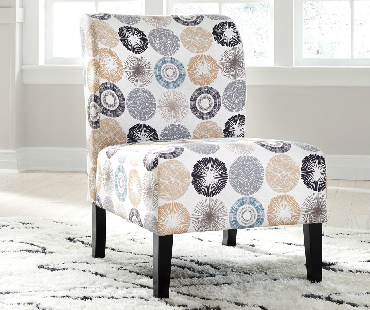 Triptis Charcoal & Tan Starburst Armless Accent Chair