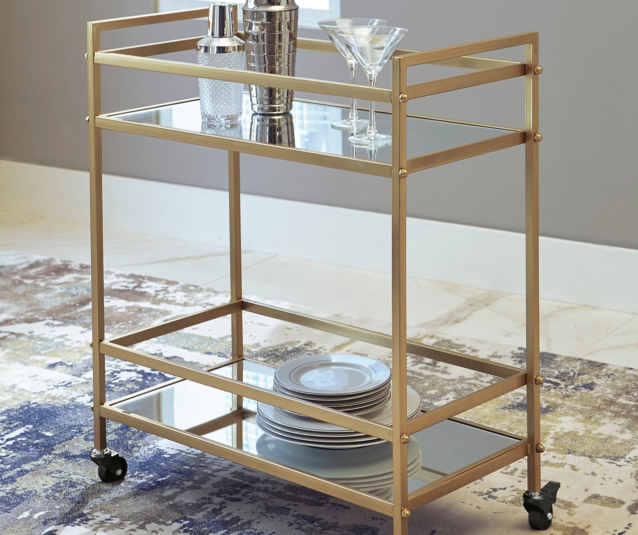 Signature Design By Ashley Kailman Gold Bar Cart Big Lots