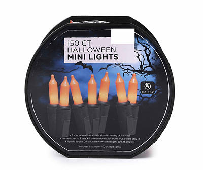 Orange Mini Light Set with Black Wire, 150-Lights