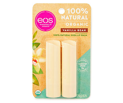 Natural Organic Vanilla Bean Shea Lip Balm Stick, 2-Pack