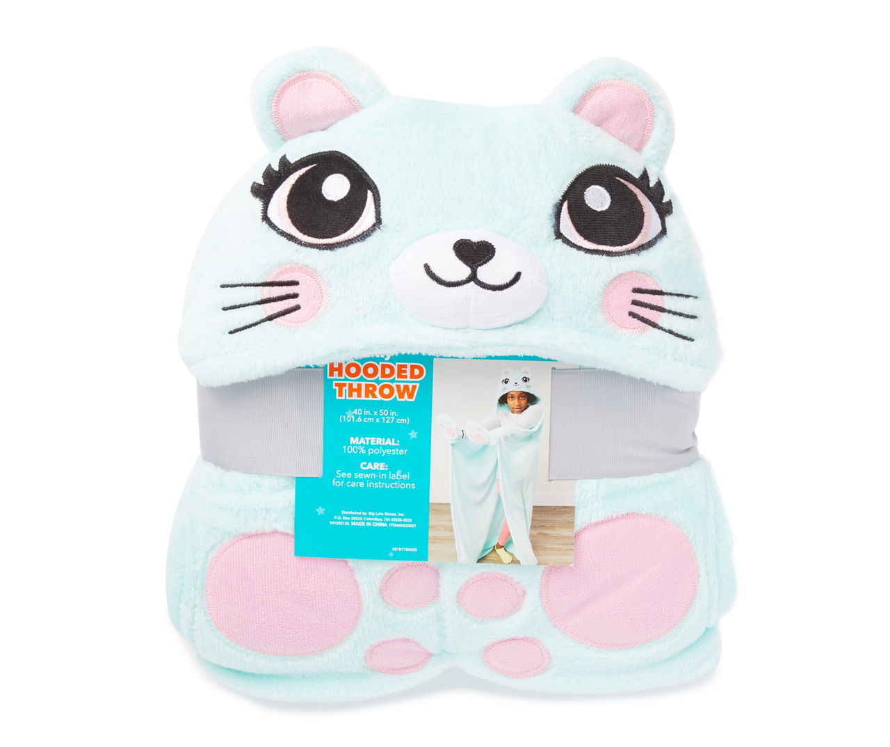 Dream Street Aqua Cat Hooded Throw Blanket Big Lots