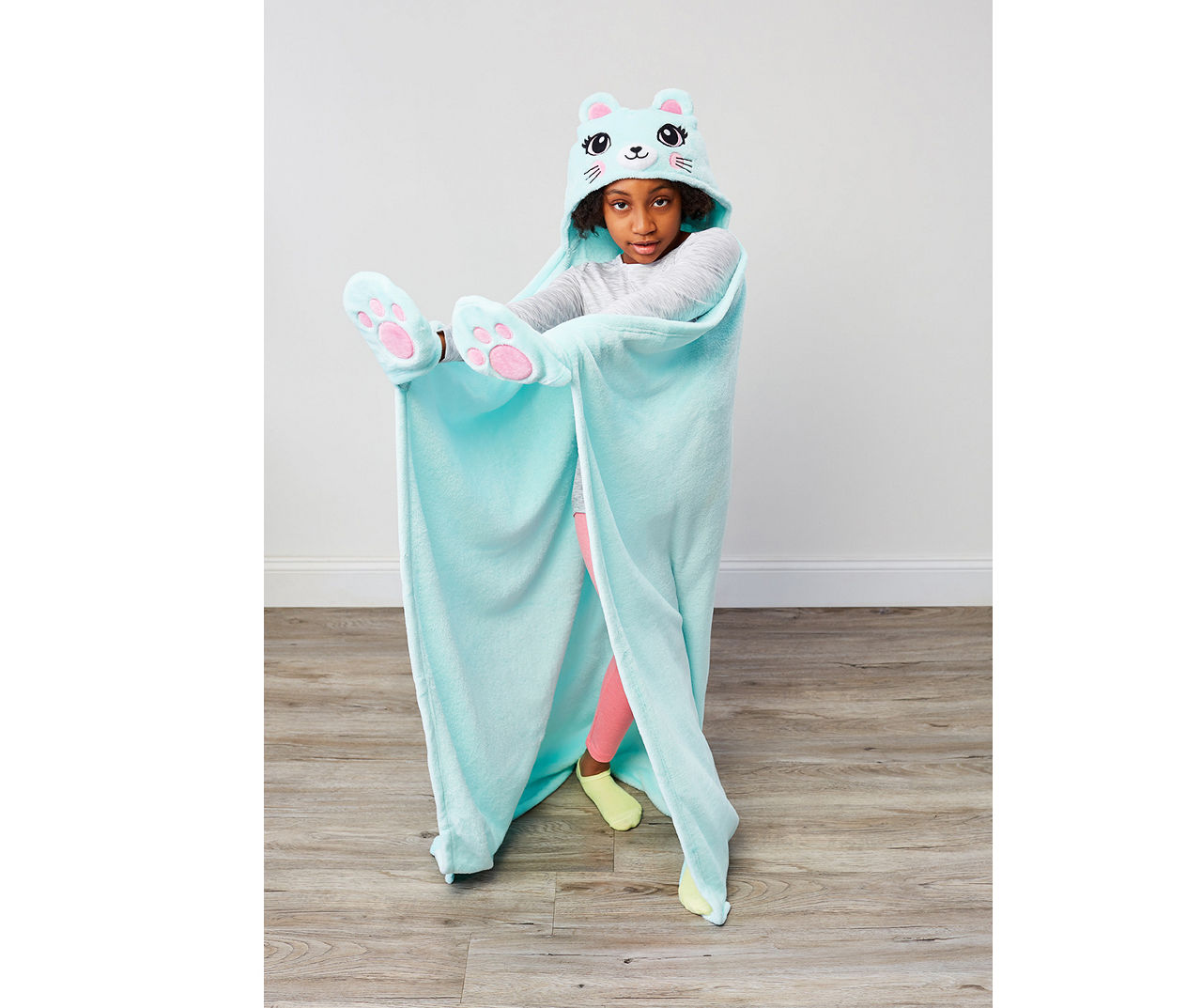 Dream Street Aqua Cat Hooded Throw Blanket Big Lots