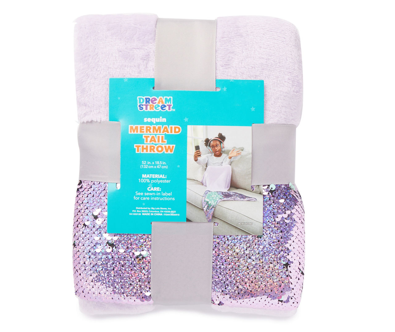 Dream Street Purple Teal Sequin Wearable Mermaid Tail Throw Big Lots