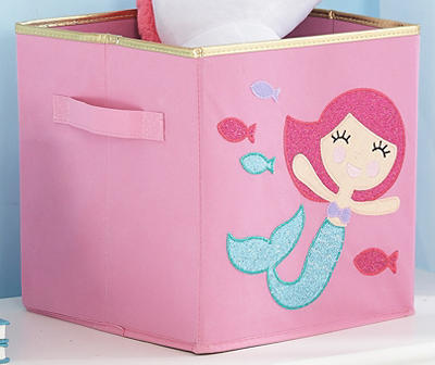 Pink Mermaid Fabric Bin