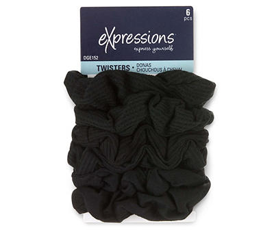 Black 6-Piece Hair Scrunchies Set