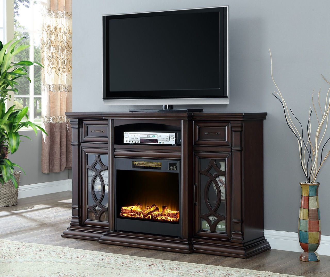 Gray fireplace tv stand big deals lots