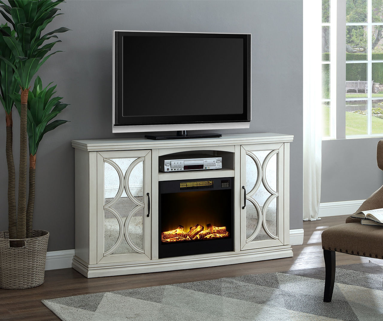 Tv stand with electric deals fireplace big lots