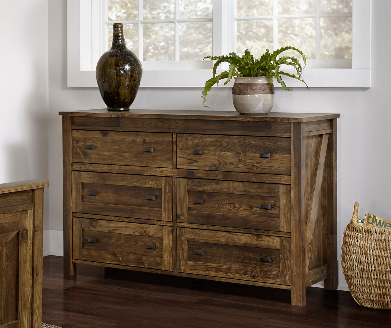 Ameriwood Century Lane Rustic Brown 6-Drawer Dresser